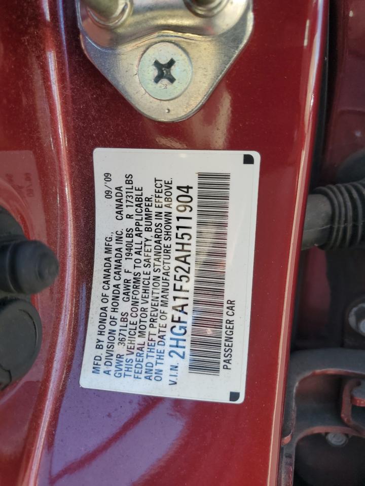 2010 Honda Civic Lx VIN: 2HGFA1F52AH511904 Lot: 82248255