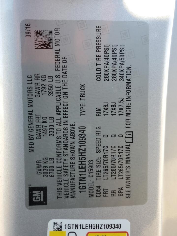 2017 GMC Sierra C1500 VIN: 1GTN1LEH5HZ109340 Lot: 85932845