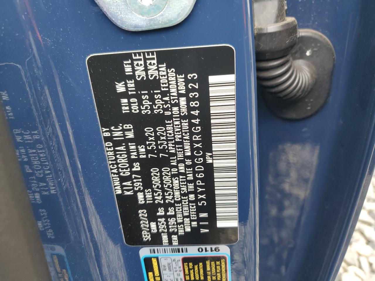 2024 Kia Telluride S VIN: 5XYP6DGCXRG448323 Lot: 85836425