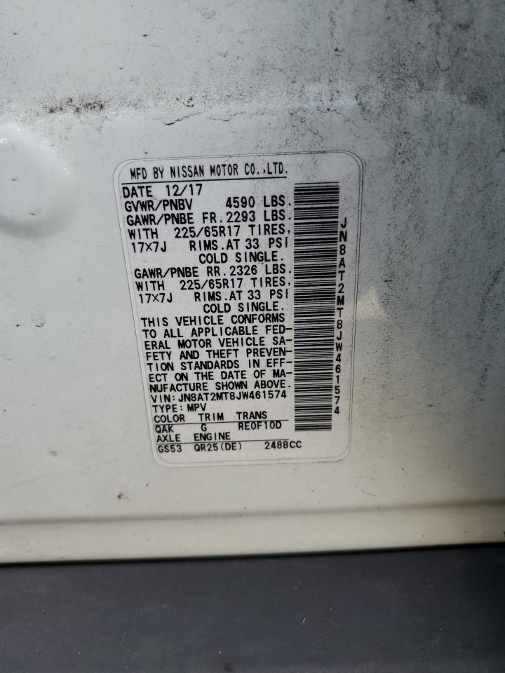 2018 Nissan Rogue S VIN: JN8AT2MT8JW461574 Lot: 82204565