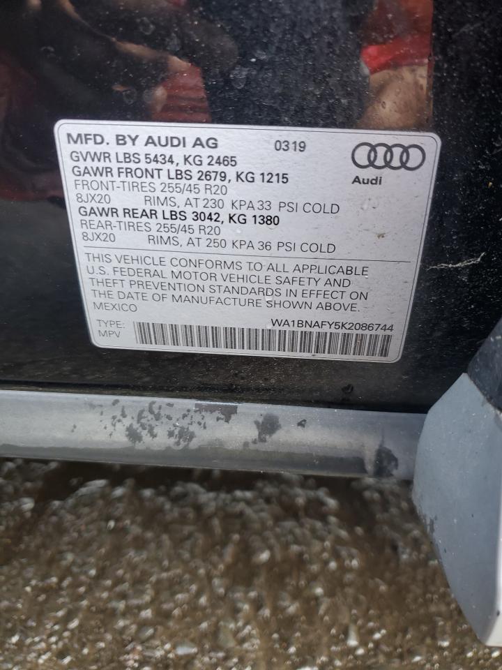2019 Audi Q5 Premium Plus VIN: WA1BNAFY5K2086744 Lot: 85091645