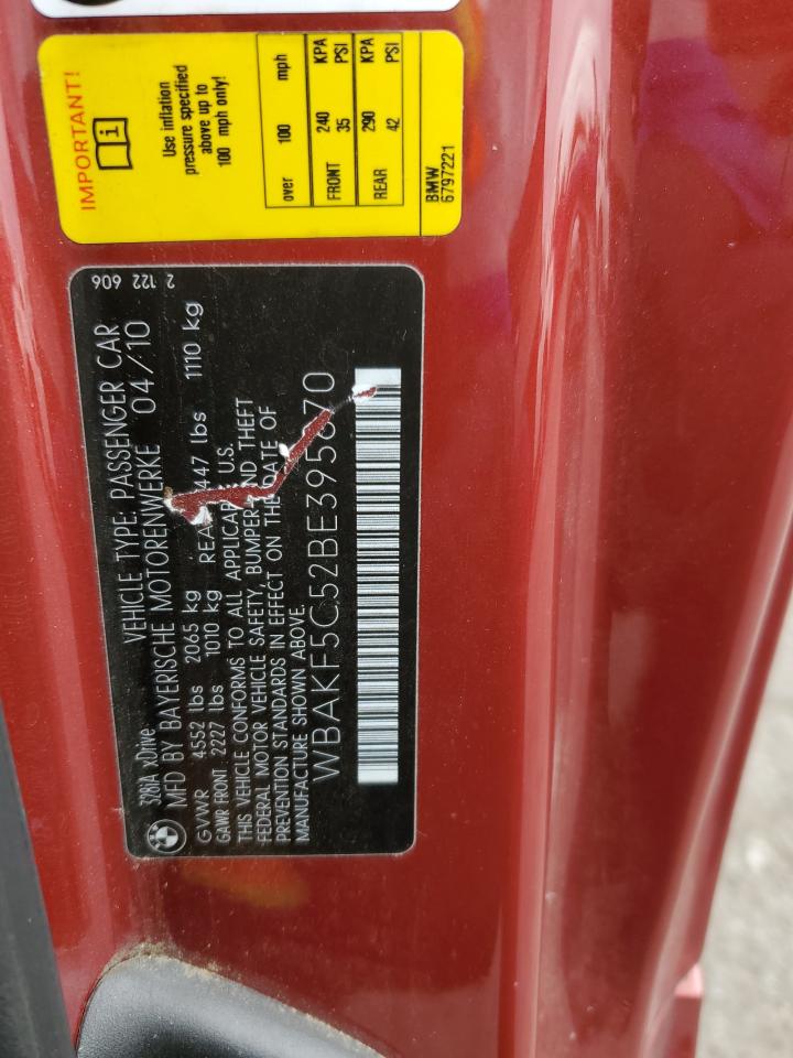 2011 BMW 328 Xi Sulev VIN: WBAKF5C52BE395670 Lot: 85546505