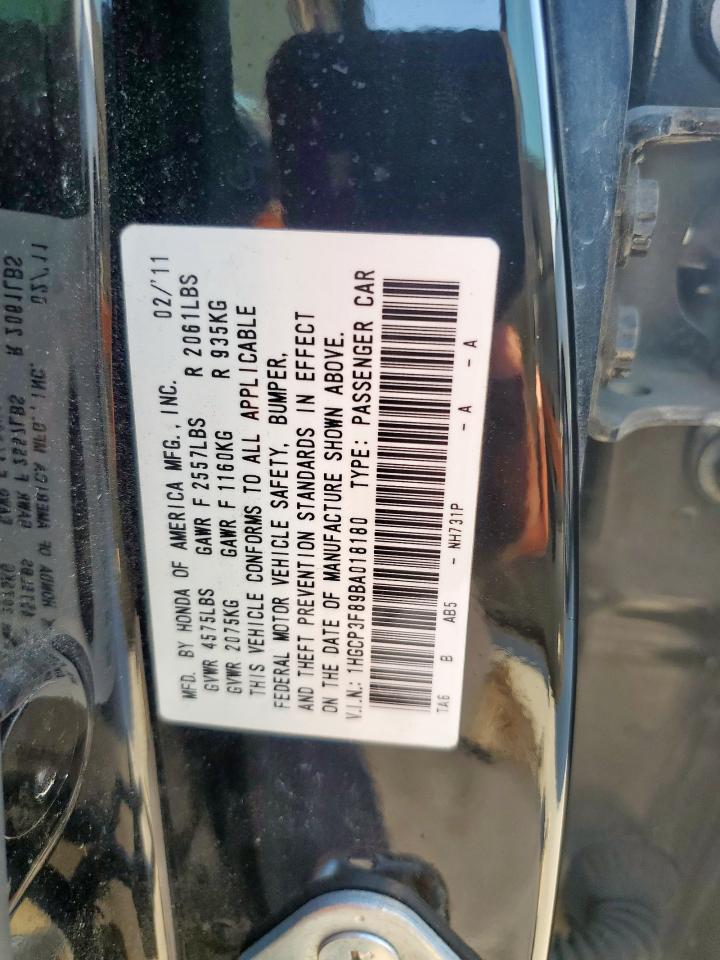 2011 Honda Accord Exl VIN: 1HGCP3F89BA018180 Lot: 82302235