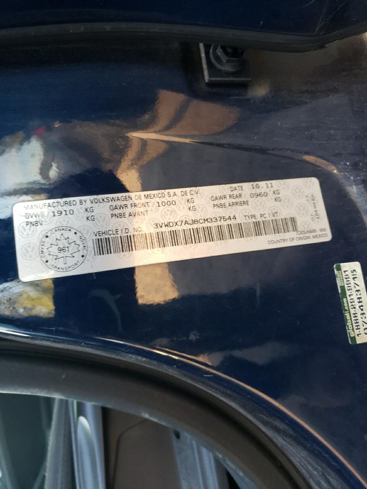 2012 Volkswagen Jetta Se VIN: 3VWDX7AJ8CM337544 Lot: 85731715