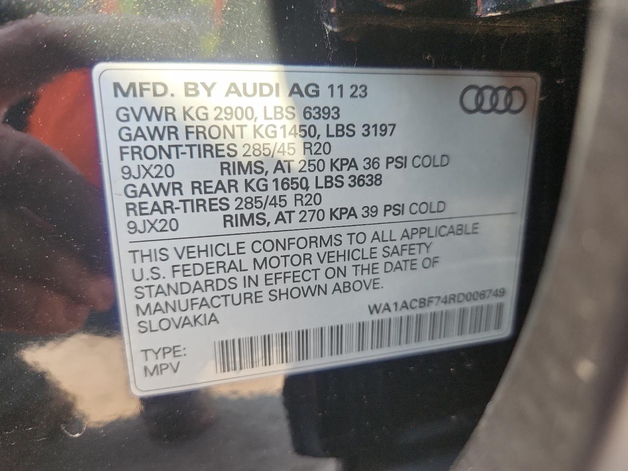 2024 Audi Q7 Premium VIN: WA1ACBF74RD006749 Lot: 82605435