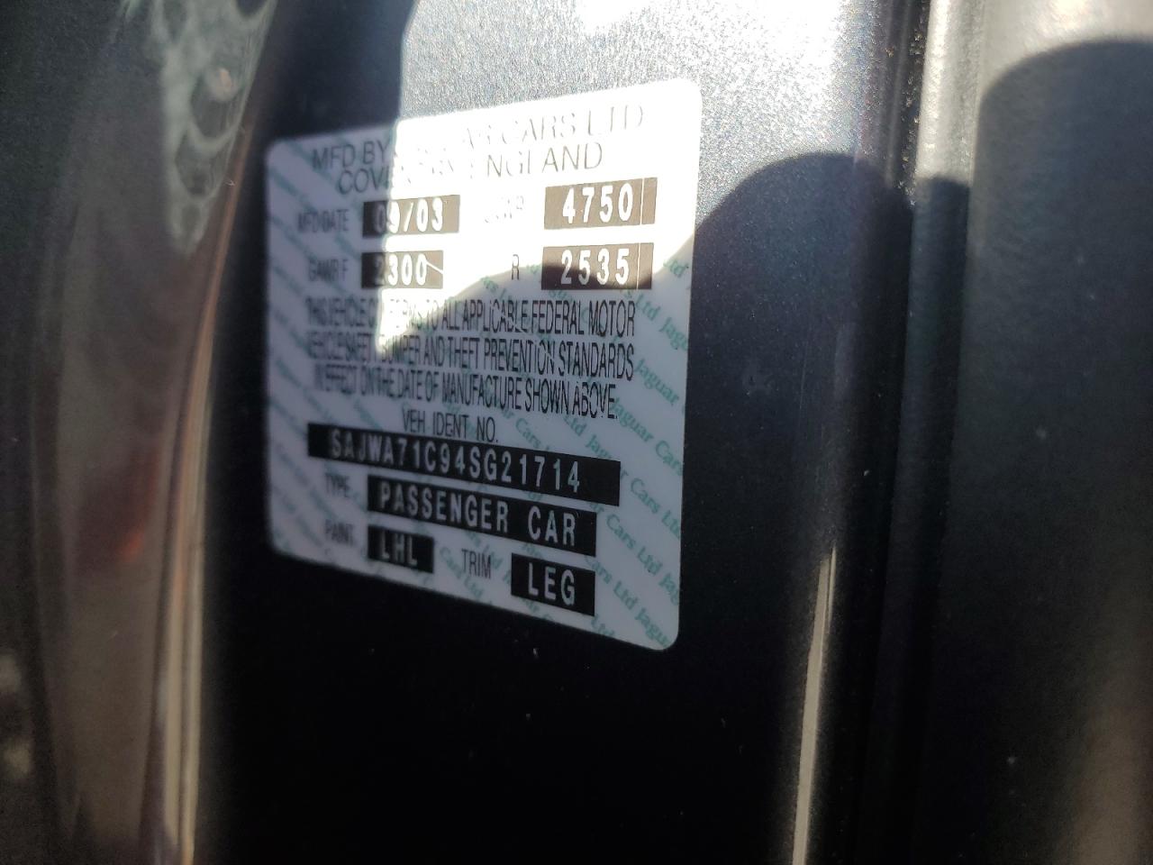 2004 Jaguar Xj8 VIN: SAJWA71C94SG21714 Lot: 82254875