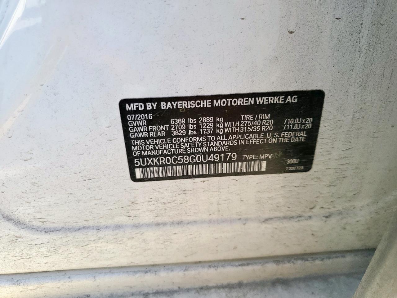 2016 BMW X5 xDrive35I VIN: 5UXKR0C58G0U49179 Lot: 85342705
