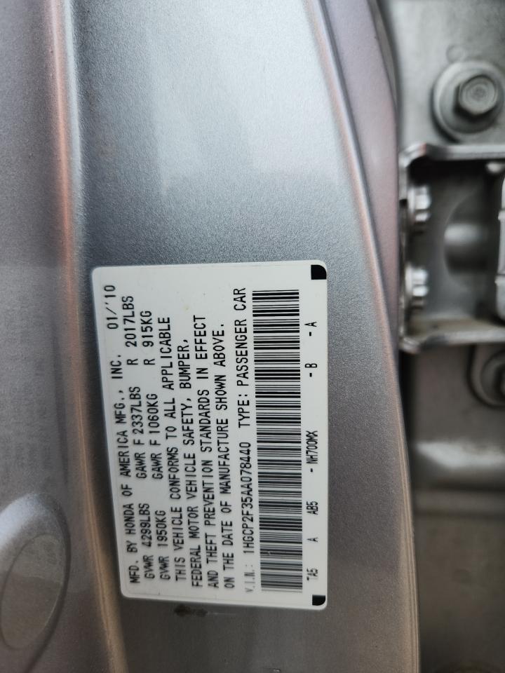 2010 Honda Accord Lx VIN: 1HGCP2F35AA078440 Lot: 85490605