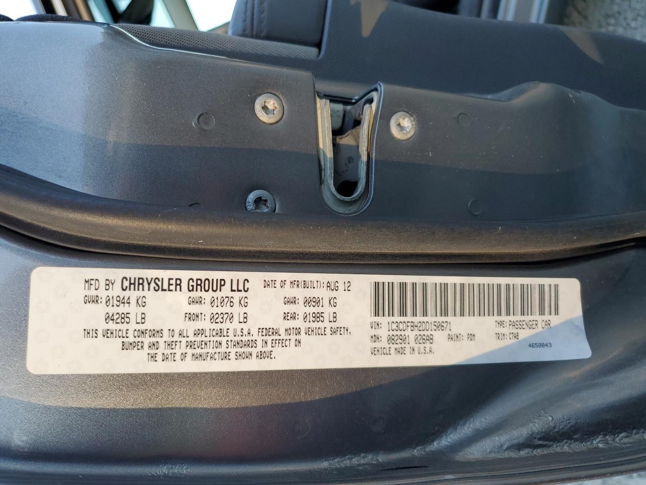 2013 Dodge Dart Sxt VIN: 1C3CDFBH2DD150671 Lot: 87029115