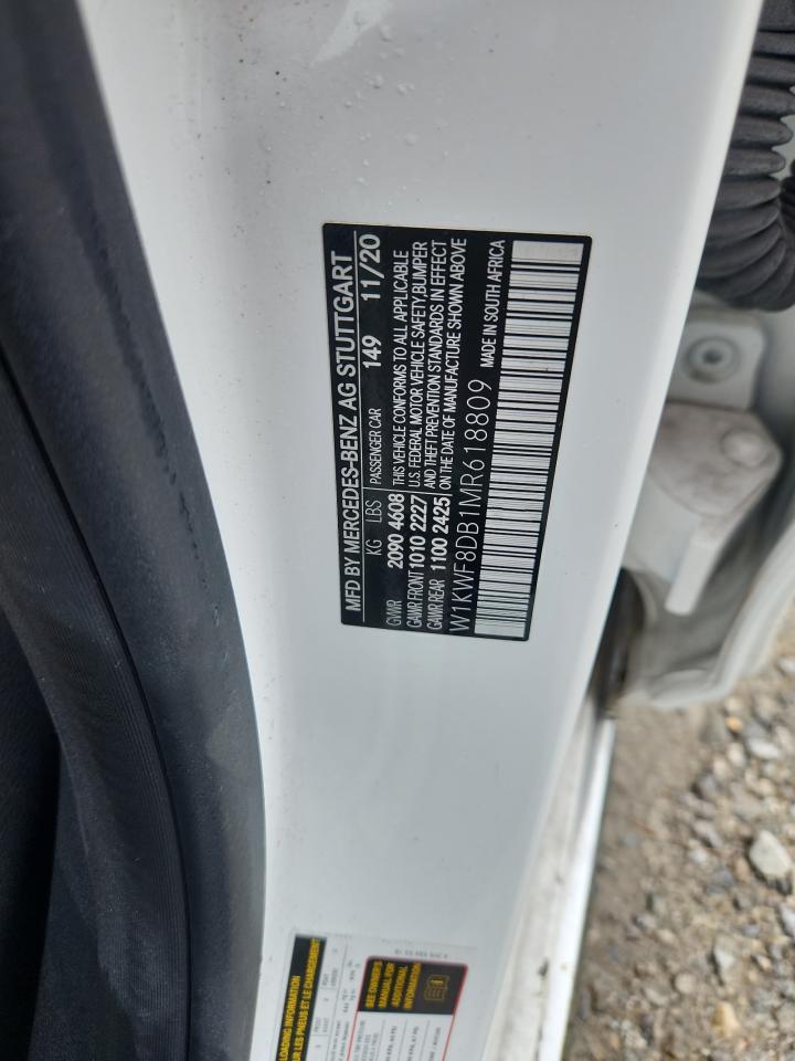 2021 Mercedes-Benz C 300 VIN: W1KWF8DB1MR618809 Lot: 85413495