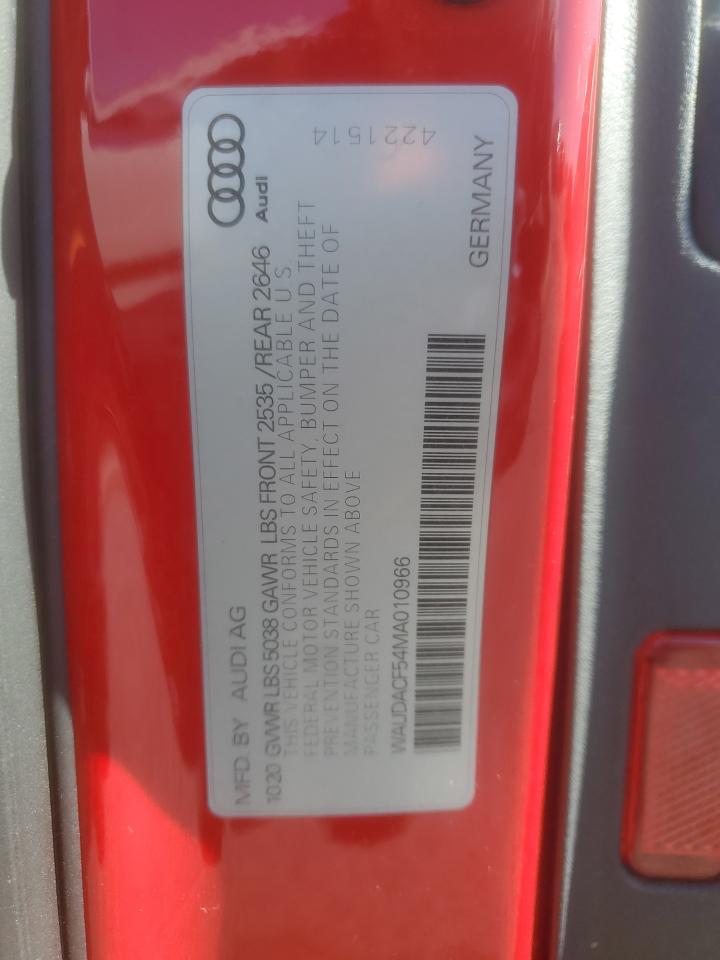 2021 Audi A5 Premium 45 VIN: WAUDACF54MA010966 Lot: 90992485