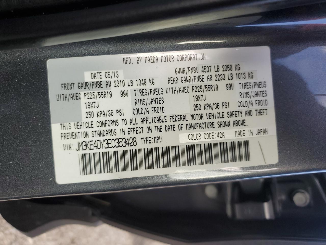 2014 Mazda Cx-5 Gt VIN: JM3KE4DY3E0353428 Lot: 89551725