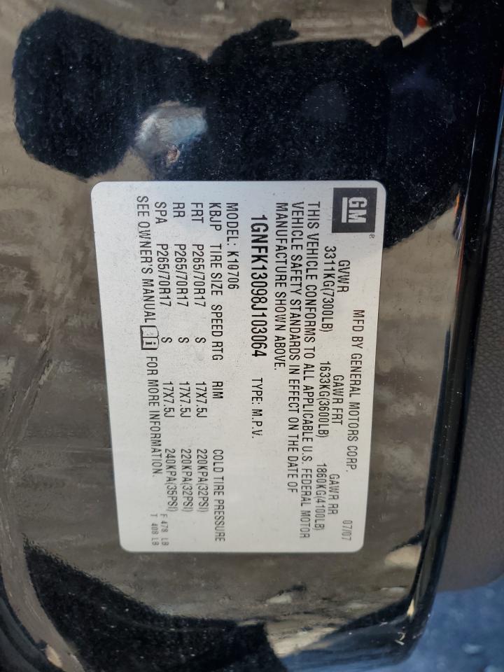 2008 Chevrolet Tahoe K1500 VIN: 1GNFK13098J103064 Lot: 90696355