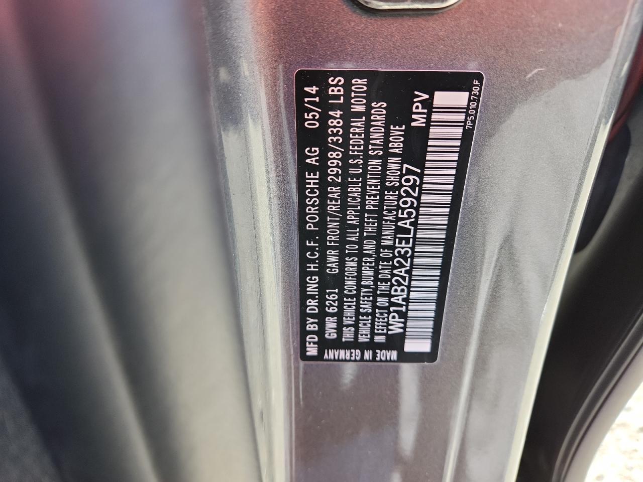 2014 Porsche Cayenne S VIN: WP1AB2A23ELA59297 Lot: 82563775