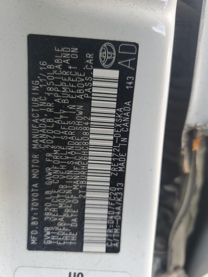 2017 Toyota Corolla L VIN: 2T1BURHE6HC808842 Lot: 85349165