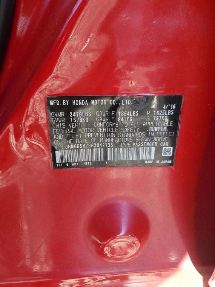 2016 Honda Fit Ex VIN: JHMGK5H73GX042735 Lot: 85696485