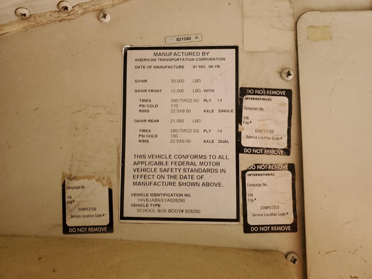 2000 International 3000 3000 VIN: 1HVBJABNXYA928290 Lot: 86678695