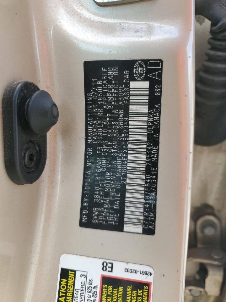 2011 Toyota Corolla Base VIN: 2T1BU4EEXBC652349 Lot: 85170225