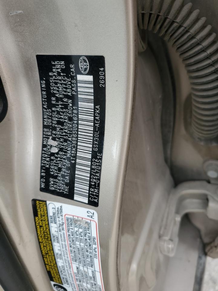 2005 Toyota Avalon Xl VIN: 4T1BK36B65U046781 Lot: 85716045