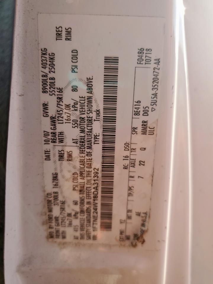 2008 Ford Econoline E250 Van VIN: 1FTNE24W18DA31392 Lot: 84481345