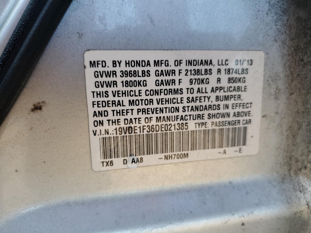 2013 Acura Ilx 20 VIN: 19VDE1F36DE021385 Lot: 82468445