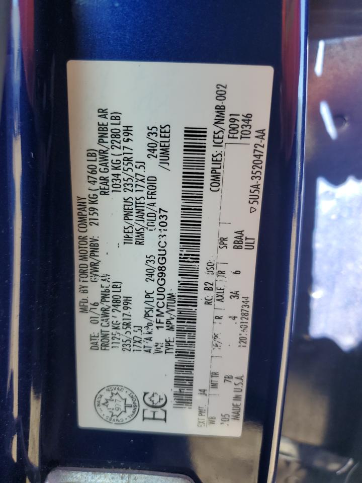 2016 Ford Escape Se VIN: 1FMCU0G98GUC31037 Lot: 84421255