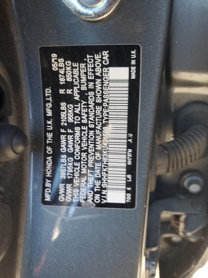 2019 Honda Civic Ex VIN: SHHFK7H63KU421588 Lot: 82566015