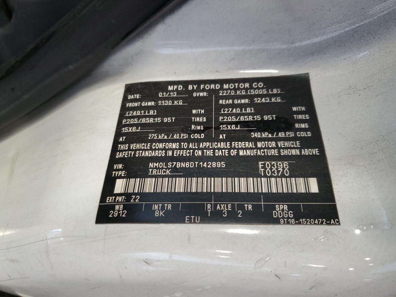 2013 Ford Transit Connect Xlt VIN: NM0LS7BN6DT142895 Lot: 90277035