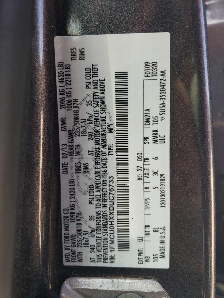 2013 Ford Escape Sel VIN: 1FMCU0HXXDUC76733 Lot: 85342935