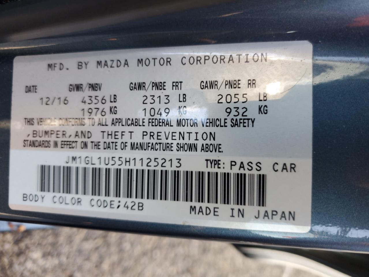 2017 Mazda 6 Sport VIN: JM1GL1U55H1125213 Lot: 85087815