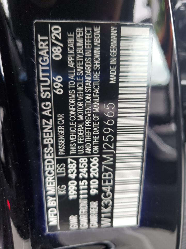 2021 Mercedes-Benz A 220 VIN: W1K3G4EB7MJ259665 Lot: 85372495