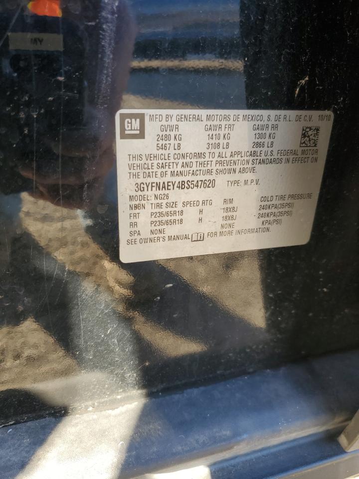 2011 Cadillac Srx Luxury Collection VIN: 3GYFNAEY4BS547620 Lot: 89713255