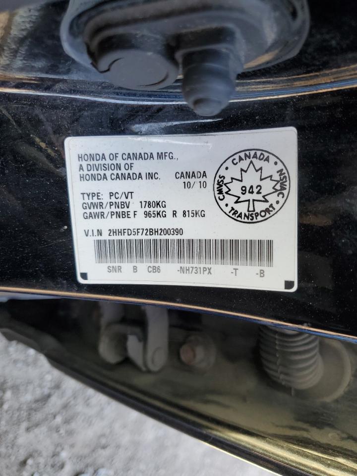 2011 Acura Csx Technology VIN: 2HHFD5F72BH200390 Lot: 83919865