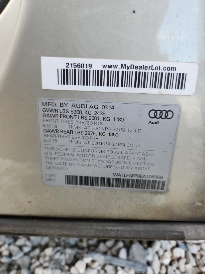 2014 Audi Q5 Premium Plus VIN: WA1LFAFP8EA106908 Lot: 82203345