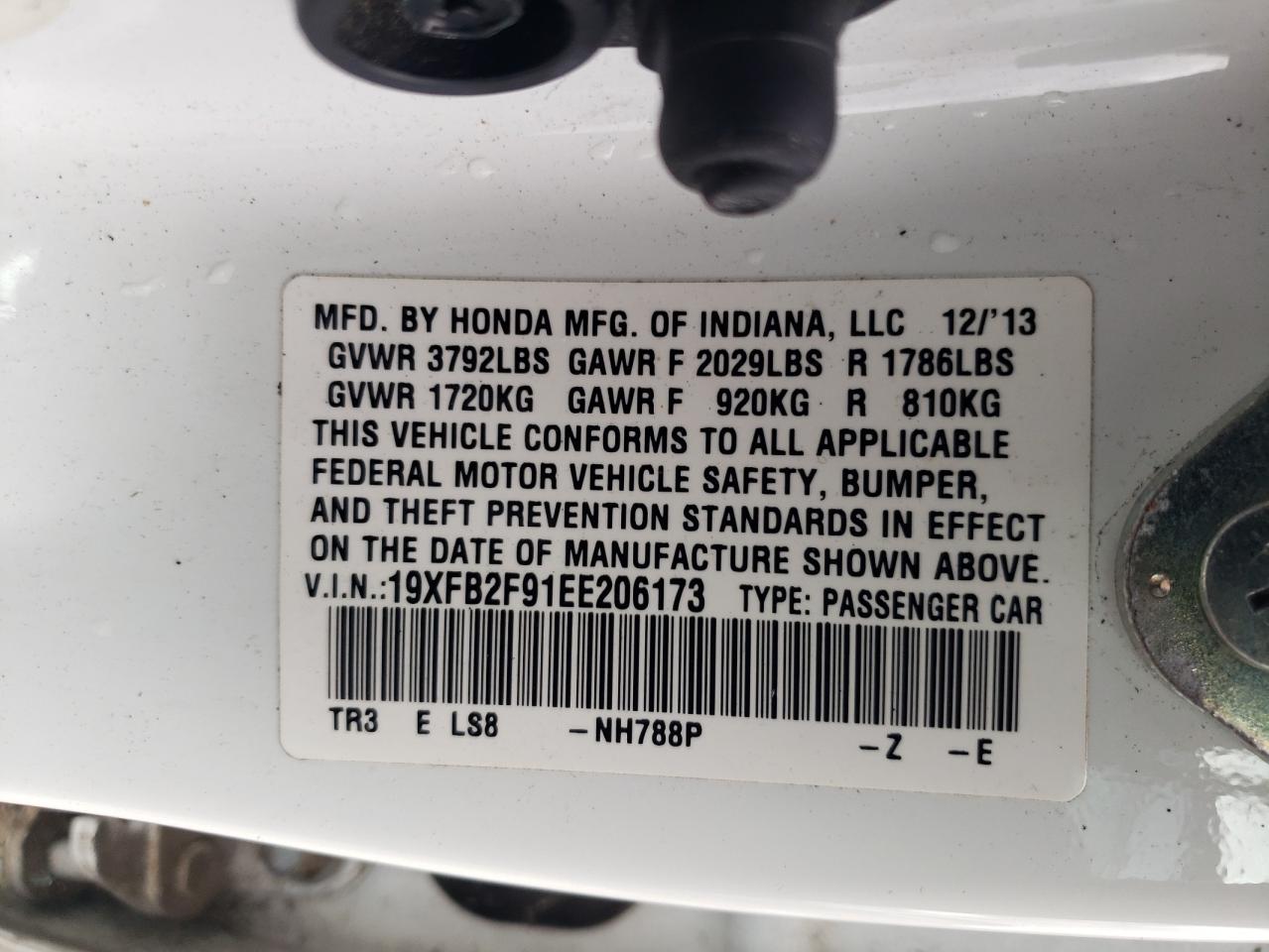 2014 Honda Civic Exl VIN: 19XFB2F91EE206173 Lot: 82279335