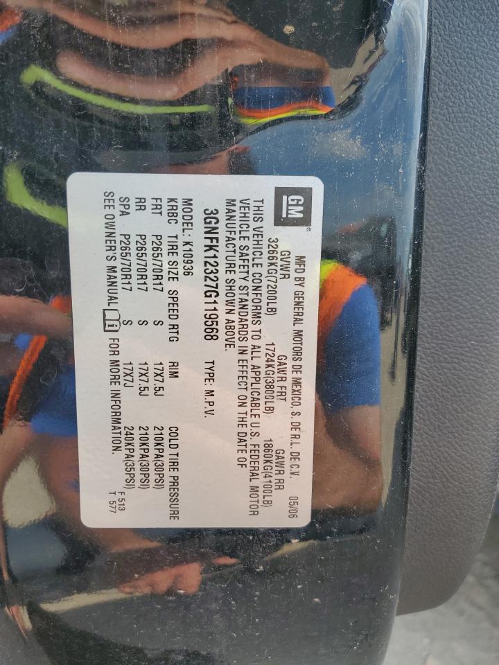 2007 Chevrolet Avalanche K1500 VIN: 3GNFK12327G119568 Lot: 84886885