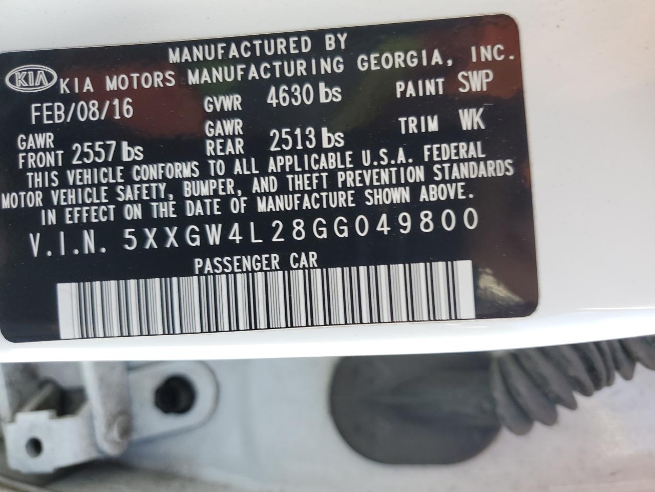 2016 Kia Optima Sx VIN: 5XXGW4L28GG049800 Lot: 89821595