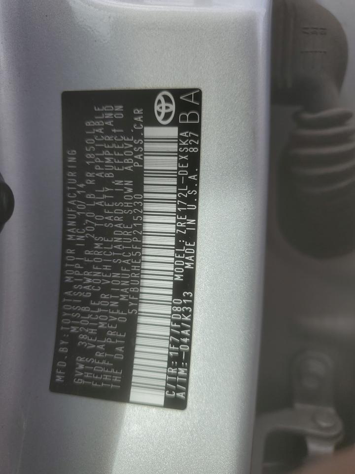 2015 Toyota Corolla L VIN: 215230 Lot: 86704915