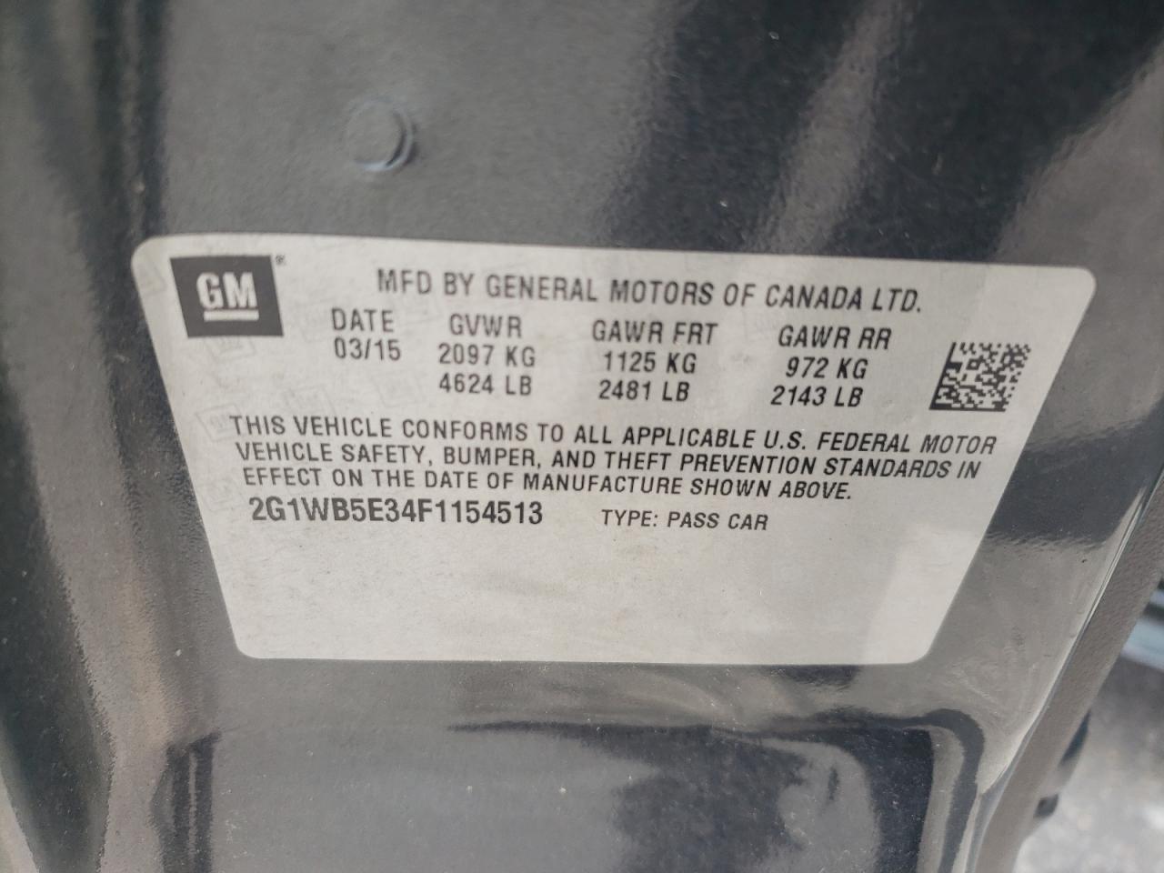 2015 Chevrolet Impala Limited Lt VIN: 2G1WB5E34F1154513 Lot: 81983225