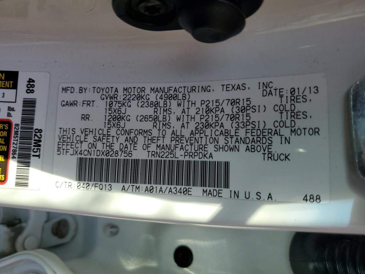 2013 Toyota Tacoma Double Cab VIN: 5TFJX4CN1DX028756 Lot: 84916975