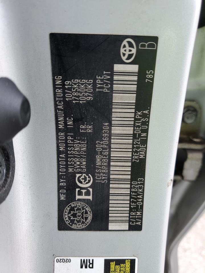 2020 Toyota Corolla Le VIN: 5YFBPRBE6LP069304 Lot: 86257225