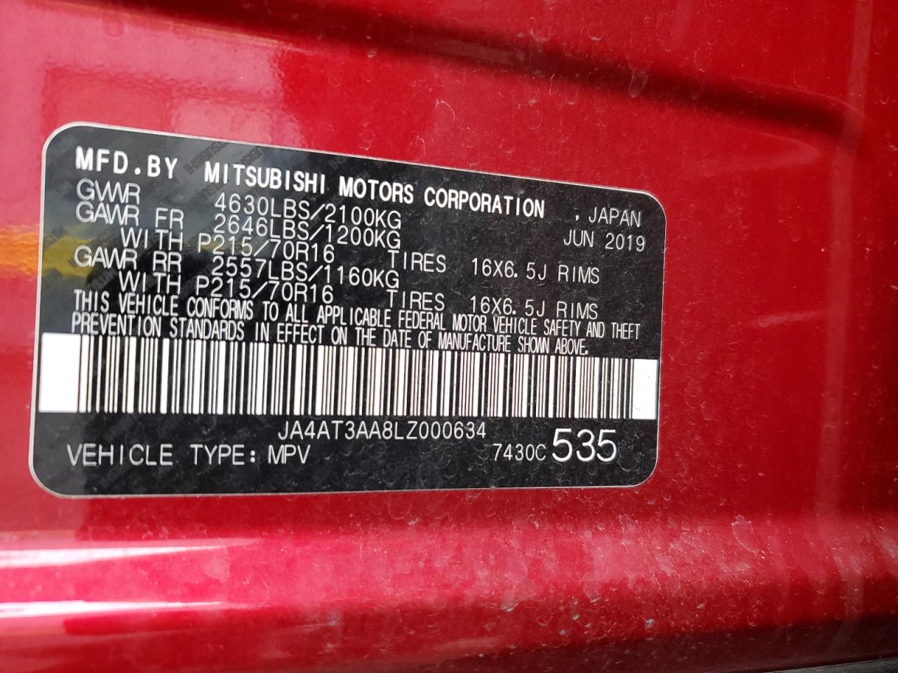 2020 Mitsubishi Eclipse Cross Es VIN: JA4AT3AA8LZ000634 Lot: 90944945