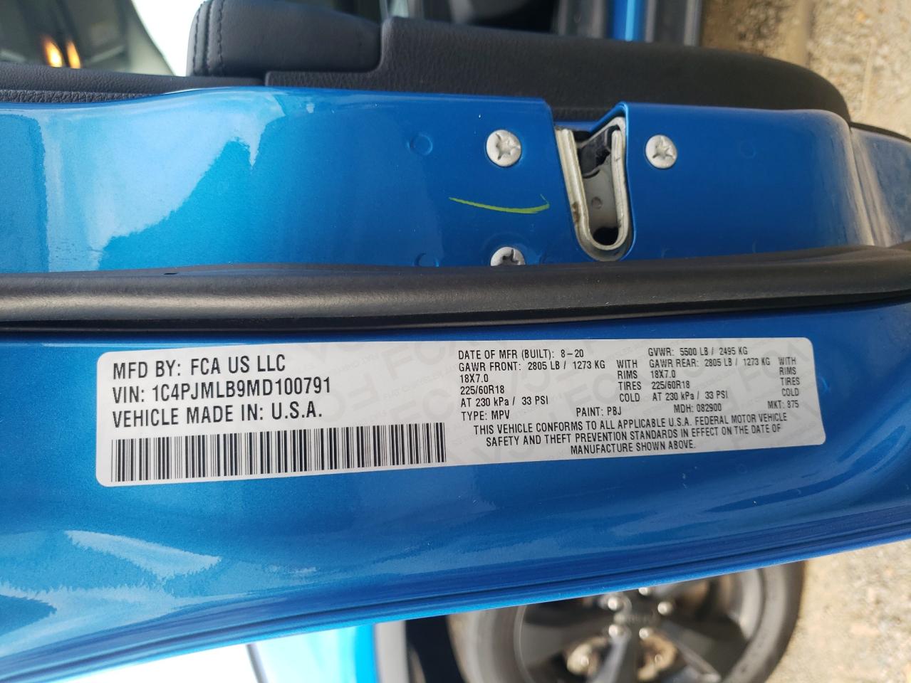 2021 Jeep Cherokee Latitude Plus VIN: 1C4PJMLB9MD100791 Lot: 82306015