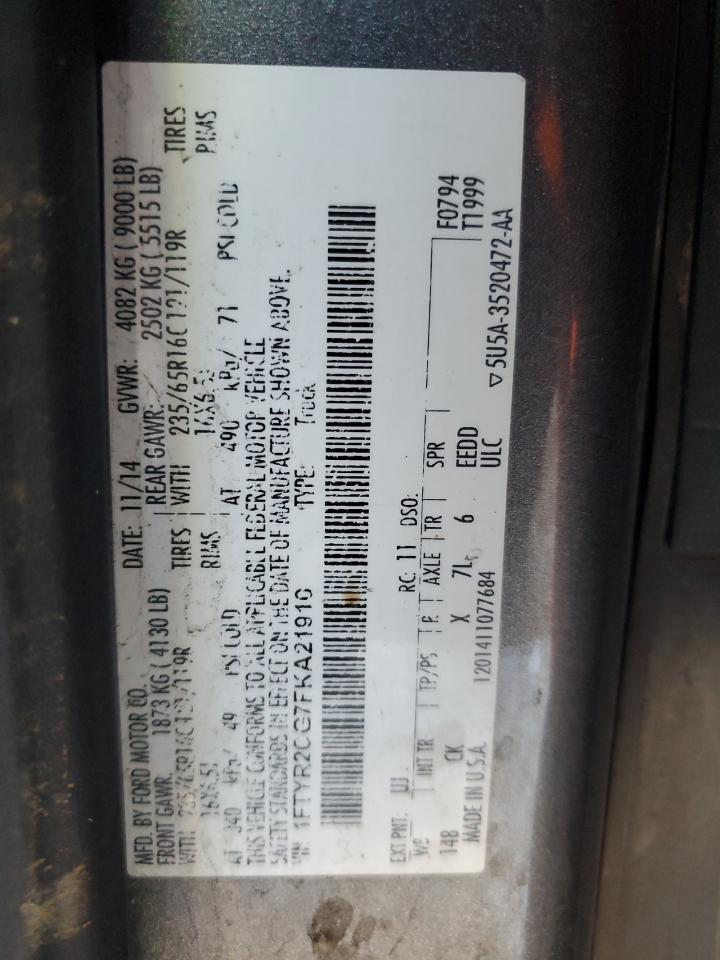 2015 Ford Transit T-250 VIN: 1FTYR2CG7FKA21910 Lot: 86787735