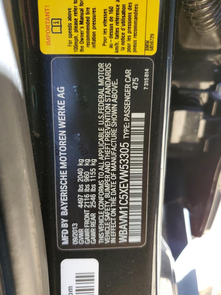 2014 BMW X1 Sdrive28I VIN: WBAVM1C5XEVW53305 Lot: 81873635