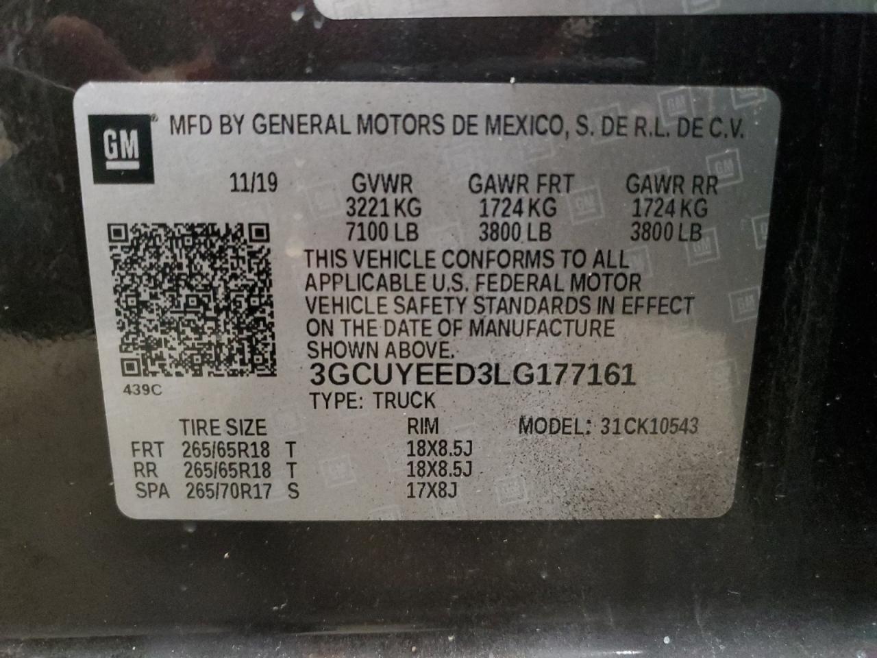 2020 Chevrolet Silverado K1500 Rst VIN: 3GCUYEED3LG177161 Lot: 89526625