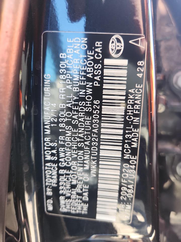 2015 Toyota Yaris VIN: VNKKTUD32FA030526 Lot: 85953275
