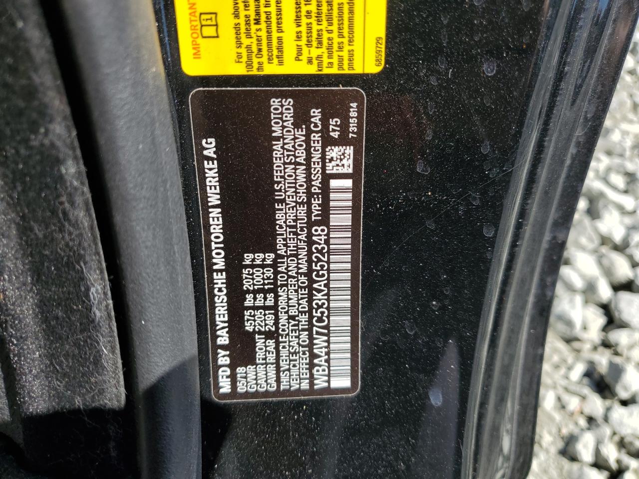 2019 BMW 440I VIN: WBA4W7C53KAG52348 Lot: 86437385