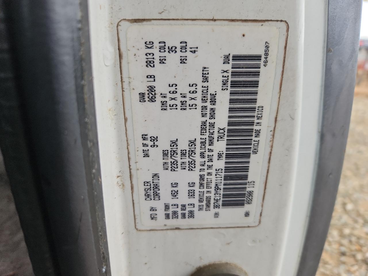 1993 Dodge D-Series D150 VIN: 3B7HE13Y9PM111715 Lot: 82251155