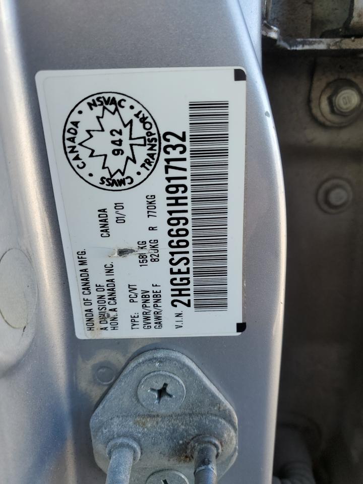 2001 Honda Civic Lx VIN: 2HGES16691H917132 Lot: 81671705